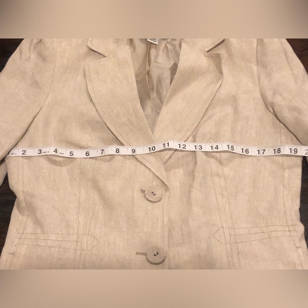 2-PC Linen-pleated front jacket & pant set by MNG MANGO size 12L in Wheat NWT - Picture 12 of 15